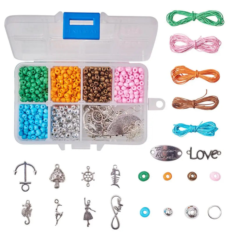Multicolor Glass Seed Beads with Metal Links for DIY Jewelry Making