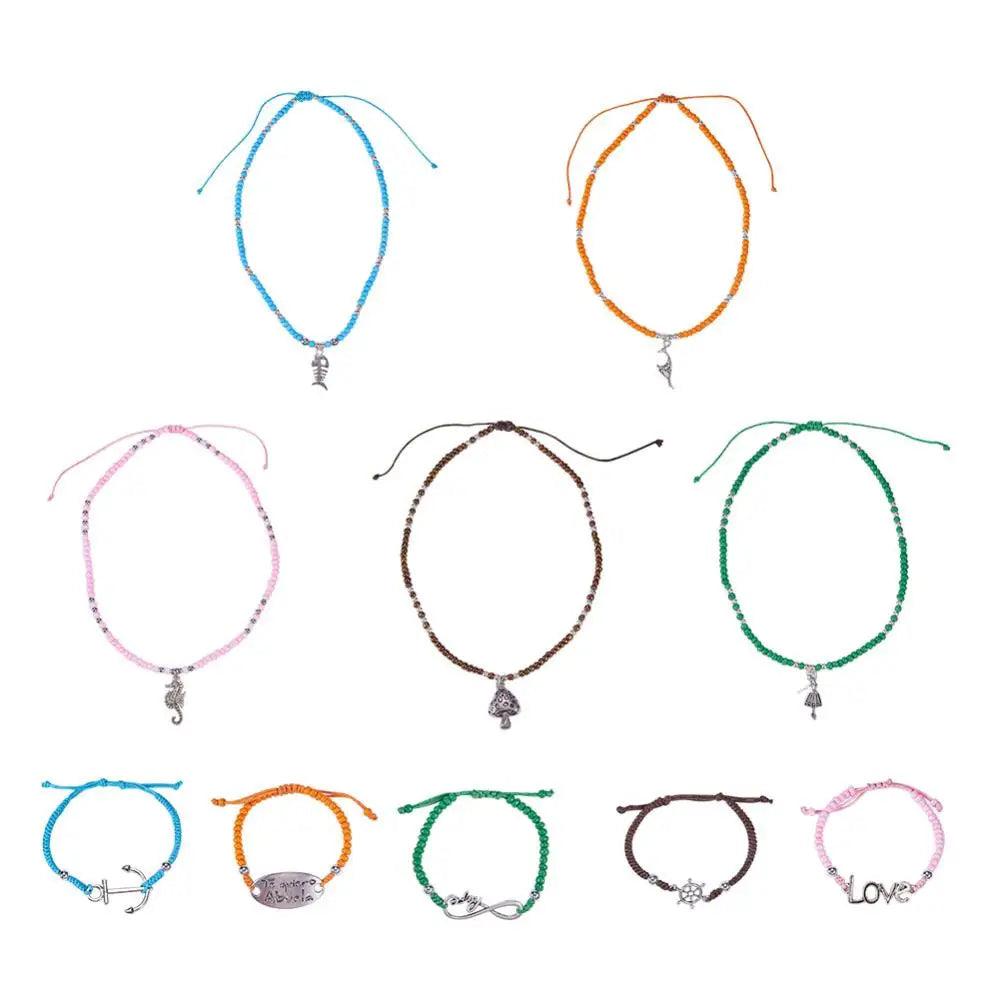 Multicolor Glass Seed Beads with Metal Links for DIY Jewelry Making
