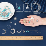 Natural Stone Beads Silver Moon Star Pendants Women DIY Jewelry Making