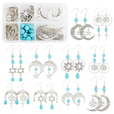 Natural Stone Beads Silver Moon Star Pendants Women DIY Jewelry Making