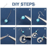 Natural Stone Beads Silver Moon Star Pendants Women DIY Jewelry Making
