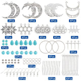 Natural Stone Beads Silver Moon Star Pendants Women DIY Jewelry Making