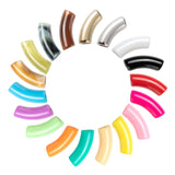 Opaque Acrylic Tube Beads Curved Noodle Spacer for Jewelry Making
