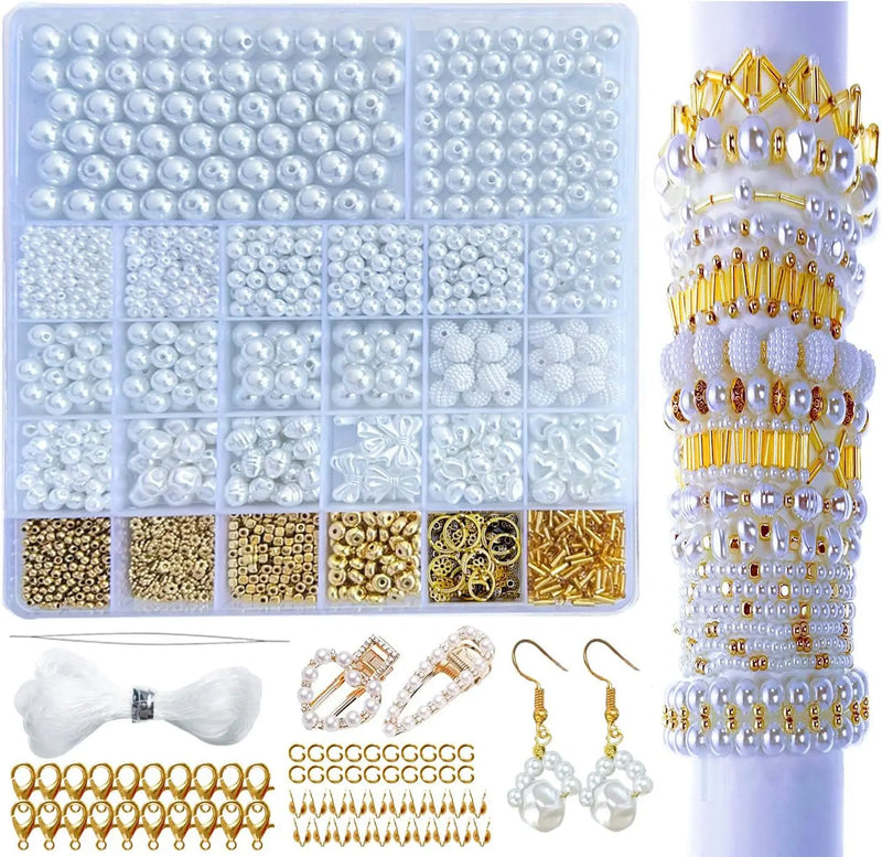 Pearl Square Beading Set CCB Spacer Beads Jewelry DIY Earrings Bracelet