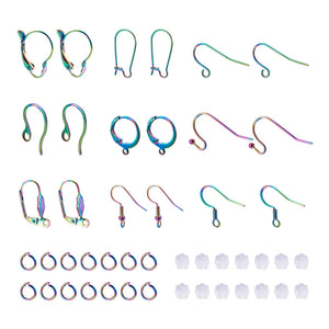 Rainbow Stainless Steel French Ear Wires for DIY Earrings