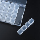 Rectangle Bead Storage Container with Hinged Lid and 28 Grids 17.5x11x2.5cm