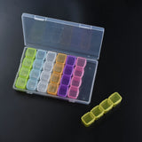 Rectangle Bead Storage Container with Hinged Lid and 28 Grids 17.5x11x2.5cm