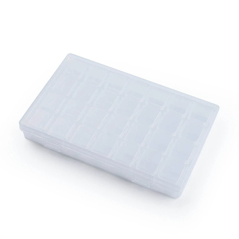 Rectangle Bead Storage Container with Hinged Lid and 28 Grids 17.5x11x2.5cm