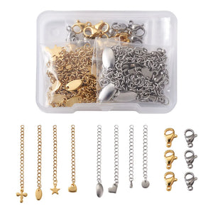 Stainless Steel Necklace Extenders Lobster Clasp Mixed for Jewelry Making