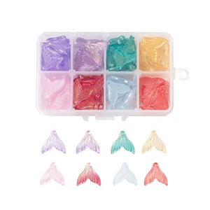 Glass Pendants Butterfly Fishtail Shape Charms for DIY Earring Jewelry Making
