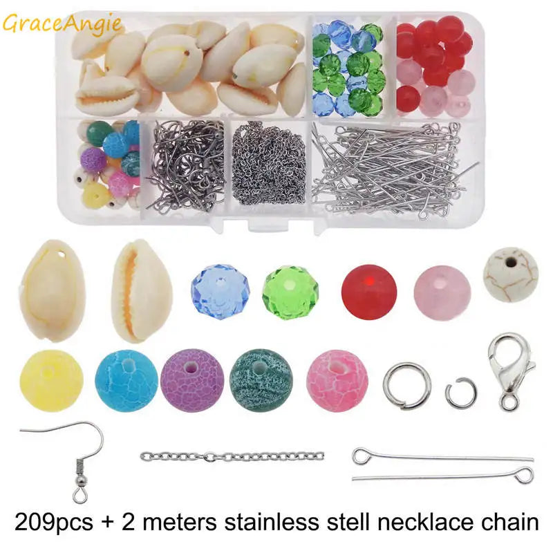 209pcs Cowrie Sea Shell Earring DIY Jewelry Making Kit