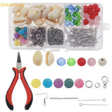 209pcs Cowrie Sea Shell Earring DIY Jewelry Making Kit
