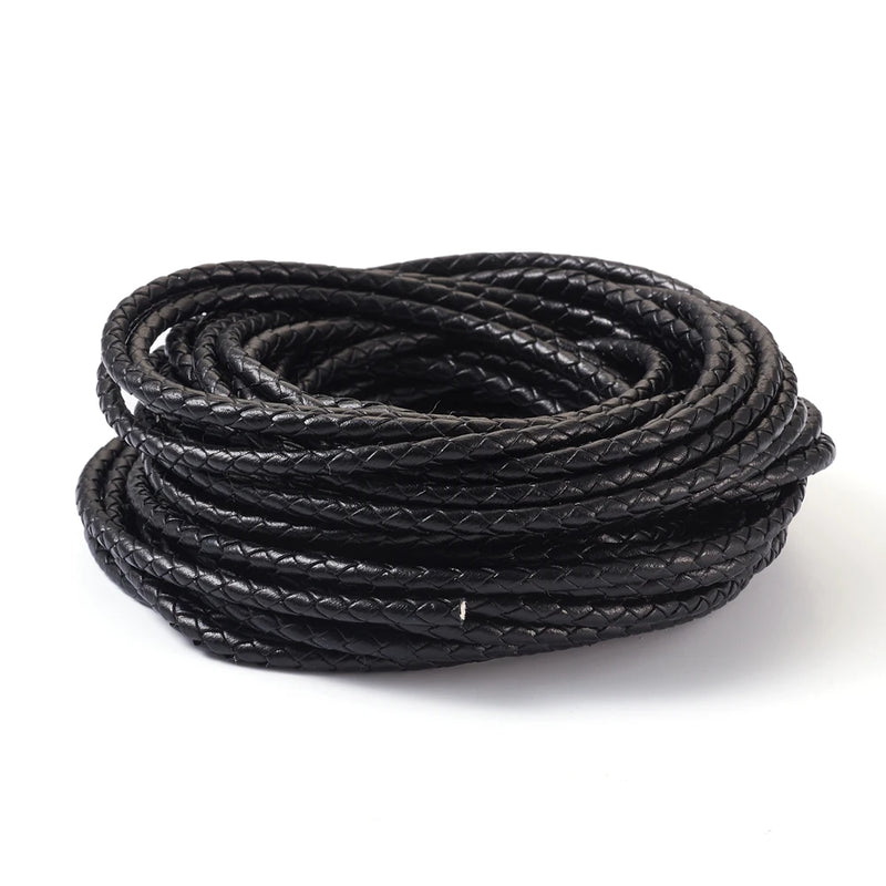Dyed Round Braided Leather Cord Rope for Jewelry Making DIY