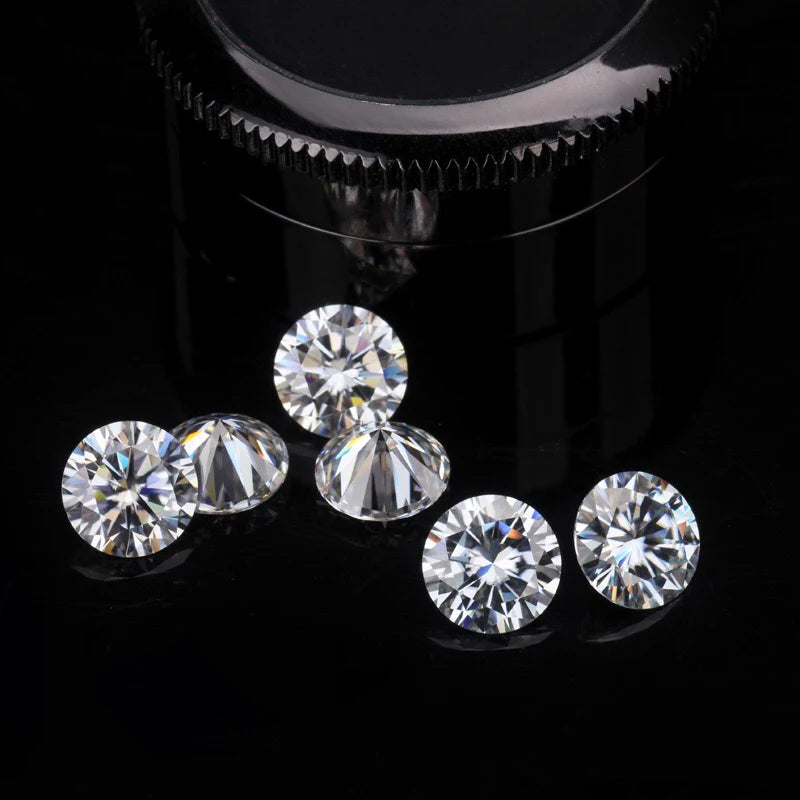 1 Carat Loose Moissanite Stones 0.8~3.0mm D Round Cut DIY Jewelry