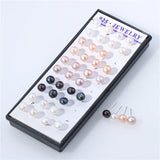 Freshwater Pearl Stud Earrings Crystal 6mm Party Jewelry