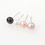 Freshwater Pearl Stud Earrings Crystal 6mm Party Jewelry