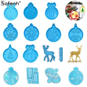 Christmas Elk Resin Crystal Epoxy Mold Christmas Tree Pendant Keychain Mold