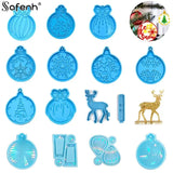 Christmas Elk Resin Crystal Epoxy Mold Christmas Tree Pendant Keychain Mold