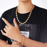 Stainless Steel HipHop Bracelet Coffee Bean Shape Chains