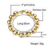 Stainless Steel HipHop Bracelet Coffee Bean Shape Chains
