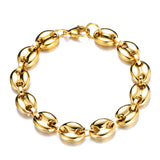 Stainless Steel HipHop Bracelet Coffee Bean Shape Chains