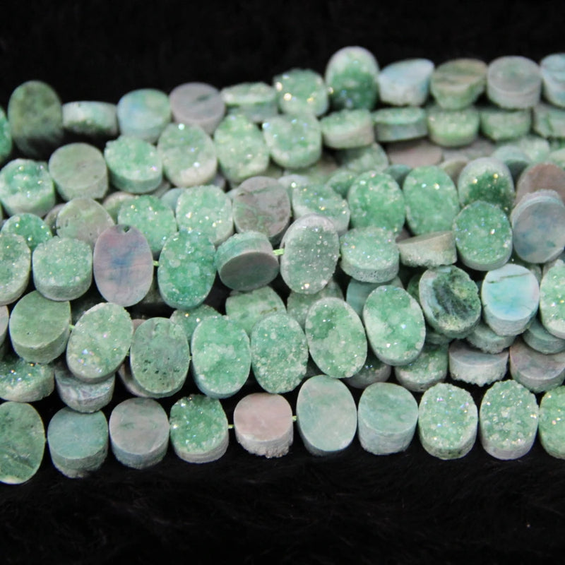 1 Strand Green Dyeing Electroplating Druzy Stone DIY Necklace Beads