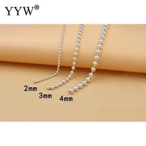 925 Sterling Silver Round Ball Chain Necklace for Jewelry Making