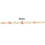5mm Copper Enamel Link Cable Chain Pink for DIY Jewelry Making