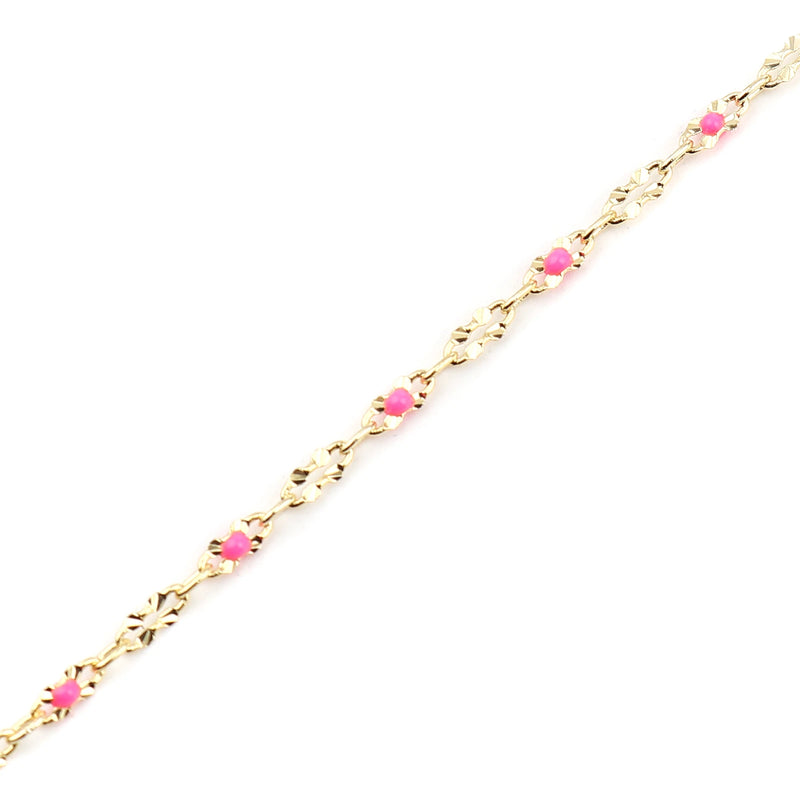 5mm Copper Enamel Link Cable Chain Pink for DIY Jewelry Making