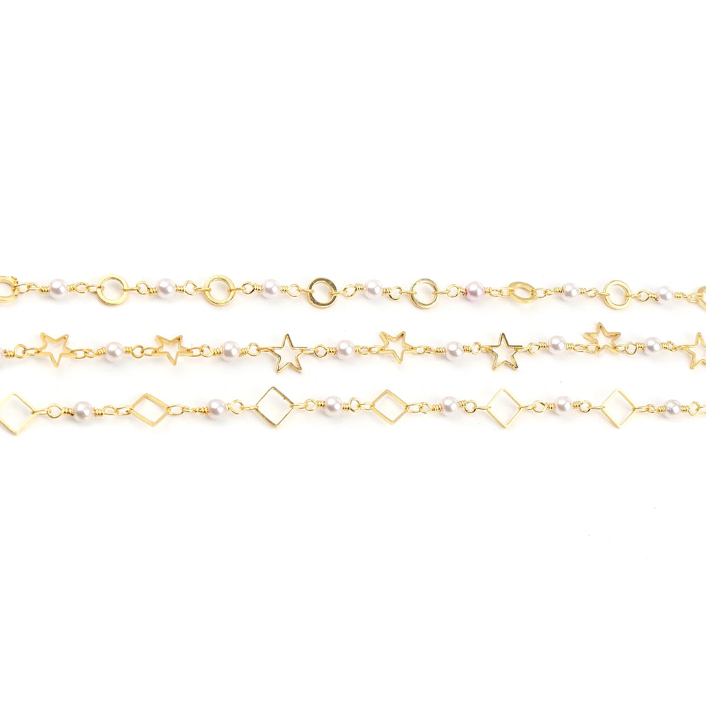 Copper Link Chain Acrylic Pearl Pentagram Star DIY Jewelry