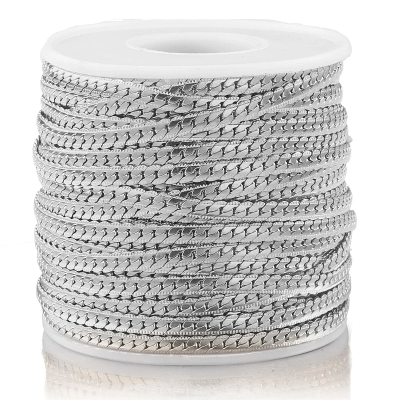 1m Stainless Steel Plated Chains 4mm Textured Snake Chain Bulk