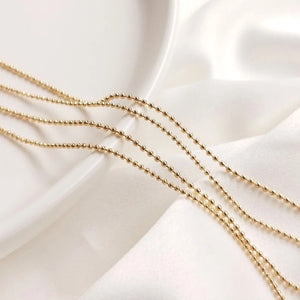 14K Gold Plated Metal Ball Bead Chains 1-2mm for Jewelry Making