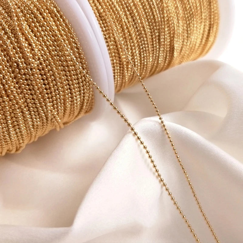 14K Gold Plated Metal Ball Bead Chains 1-2mm for Jewelry Making