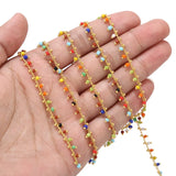 1M 1.8mm Brass Beaded Chain Glass Seed Beads Necklace Bracelet Making