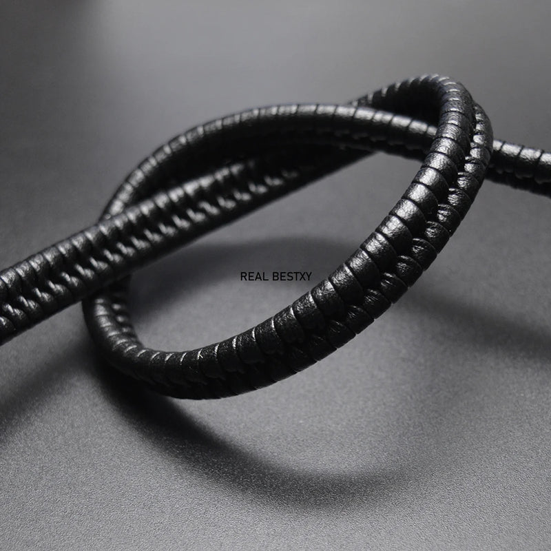 1 Meter 12x6mm Braid Leather Cord DIY Men Bracelet Jewelry Making