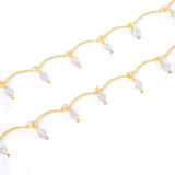 18K Plated Glass Teardrop Chain for DIY Necklace Making