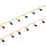 18K Plated Glass Teardrop Chain for DIY Necklace Making