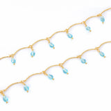 18K Plated Glass Teardrop Chain for DIY Necklace Making