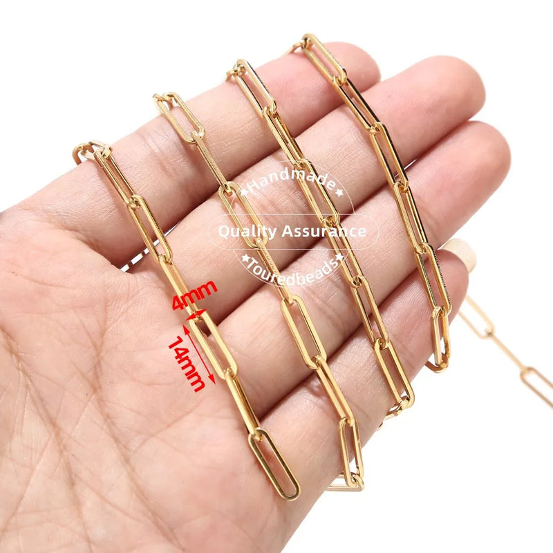 4x14mm Stainless Steel Rectangle Flat Cable Chain 1 Meter