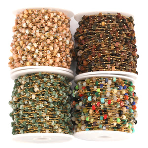 1 Meter Natural Stones Beaded Chains Jewelry Bulk DIY