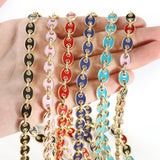 1 Meter Coffee Bean Copper Chain Colorful Pig Nose Chains Charm