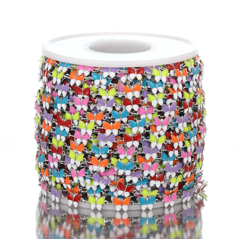 1 Meter Enamel Butterfly Stainless Steel Chains