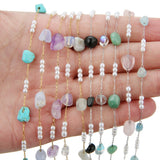 1 Meter Gemstone Beaded Stainless Steel Chains DIY Jewelry Making Supplies