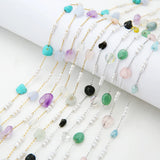1 Meter Gemstone Beaded Stainless Steel Chains DIY Jewelry Making Supplies