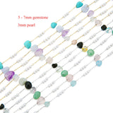 1 Meter Gemstone Beaded Stainless Steel Chains DIY Jewelry Making Supplies
