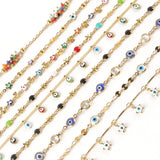 1M Copper Evil Eye Chain Star Drop Oil Wire Wrapped Rosary Necklace