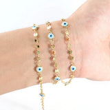 1M Copper Evil Eye Chain Star Drop Oil Wire Wrapped Rosary Necklace