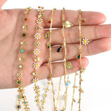 1 Meter Copper Daisy Drop Oil Chains Wire Wrapped Rosary Necklace
