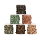 1m Cylinder Natural Stone Stainless Steel Chains for Jewelry DIY