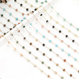 1m Cylinder Natural Stone Stainless Steel Chains for Jewelry DIY